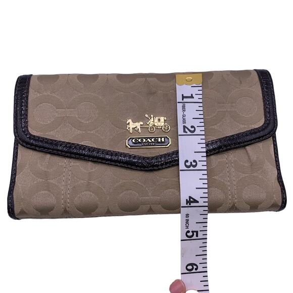 COACH Brown Khaki Canvas Signature Wallet - Picture 10 of 11